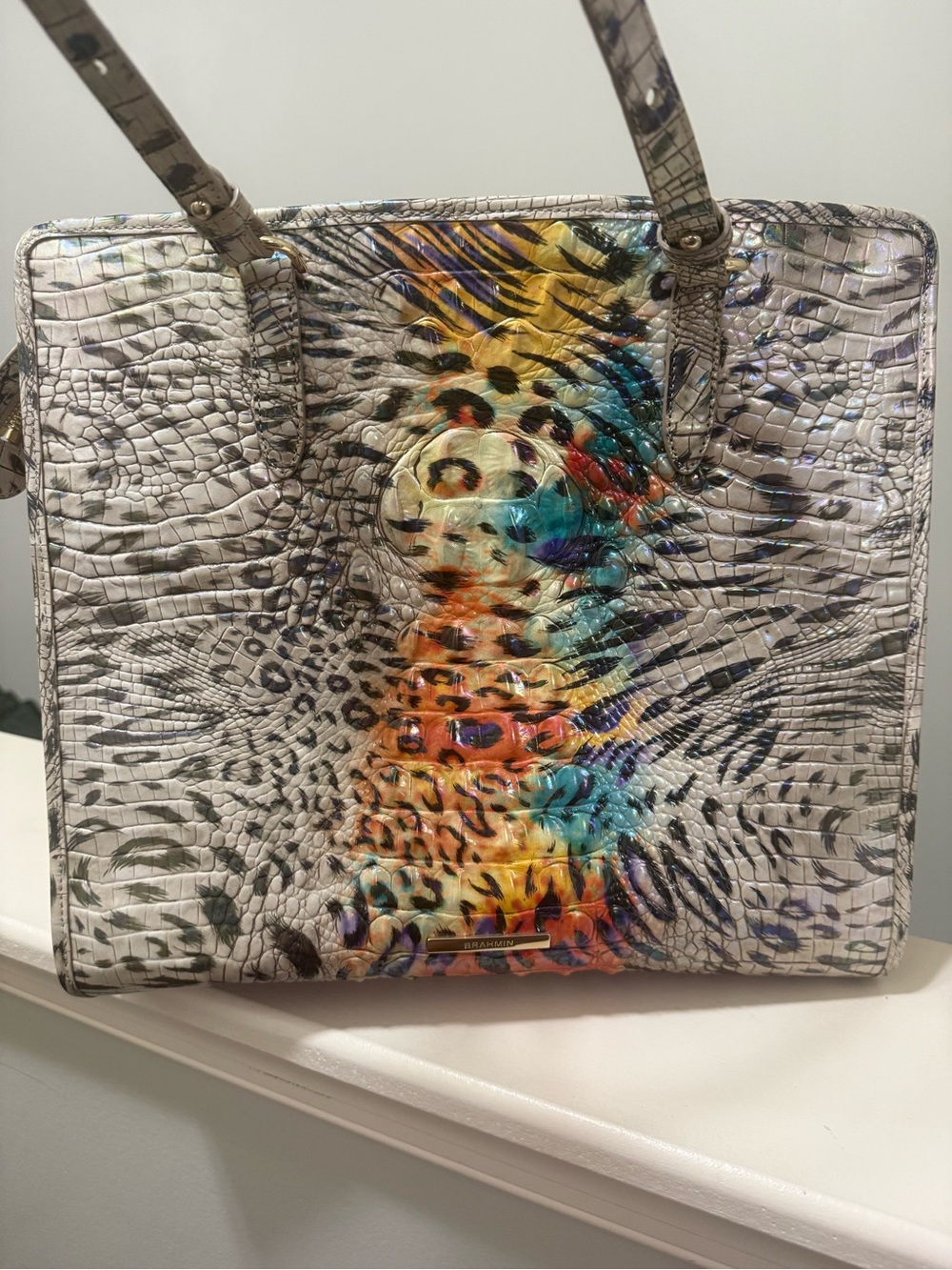 Brahmin Tia Ombré Multicolor Croc-Embossed Tote